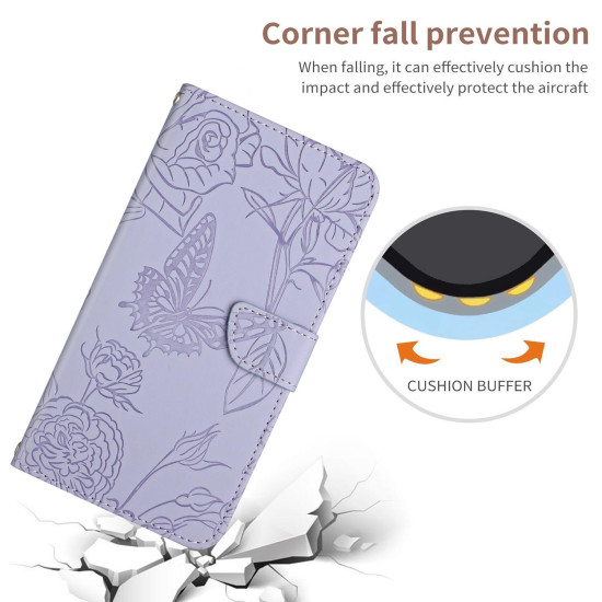 For Samsung Galaxy S24+ 5G Skin Feel Butterfly Embossed Flip Leather Phone Case(Purple)