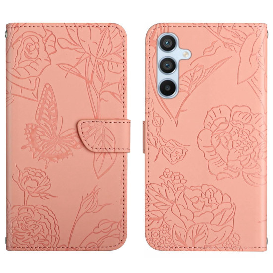 For Samsung Galaxy S24+ 5G Skin Feel Butterfly Embossed Flip Leather Phone Case(Pink)