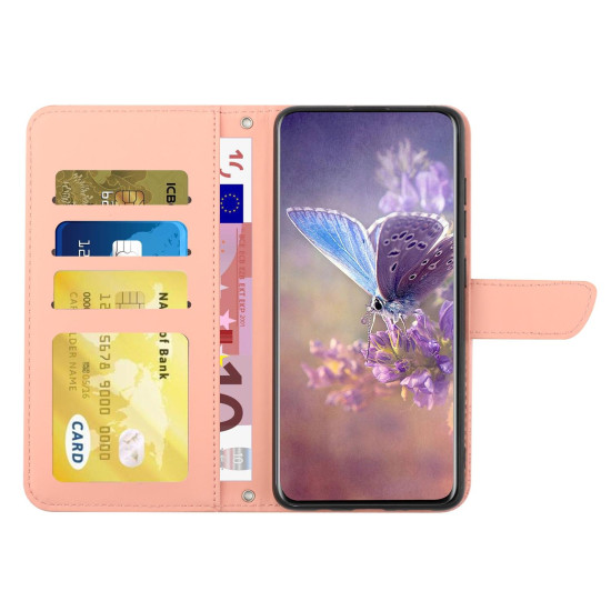 For Samsung Galaxy S24+ 5G Skin Feel Butterfly Embossed Flip Leather Phone Case(Pink)