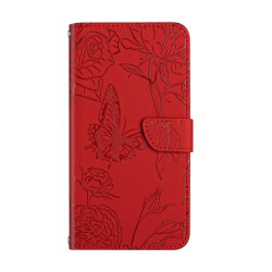 For Samsung Galaxy S24+ 5G Skin Feel Butterfly Embossed Flip Leather Phone Case(Red)