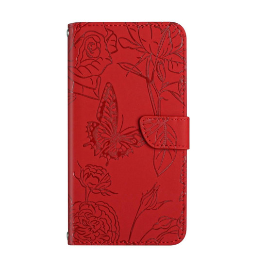 For Samsung Galaxy S24+ 5G Skin Feel Butterfly Embossed Flip Leather Phone Case(Red)