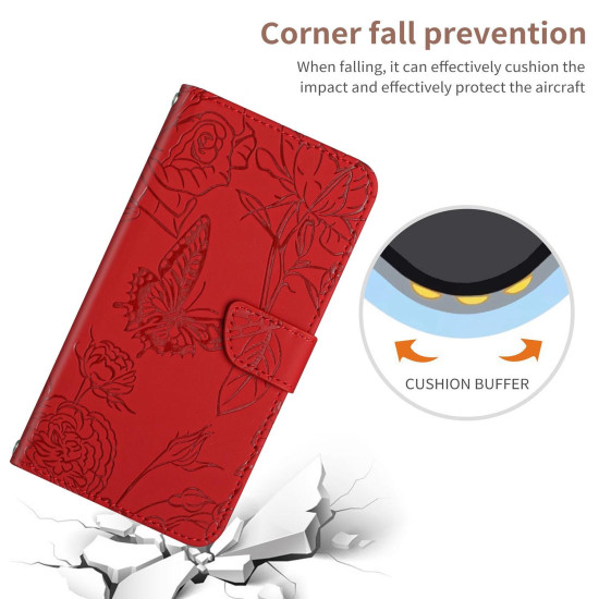 For Samsung Galaxy S24+ 5G Skin Feel Butterfly Embossed Flip Leather Phone Case(Red)
