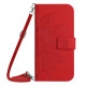 For Samsung Galaxy S24+ 5G Skin Feel Sun Flower Embossed Flip Leather Phone Case with Lanyard(Red)