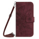 For Samsung Galaxy S24+ 5G Skin Feel Sun Flower Embossed Flip Leather Phone Case with Lanyard(Wine Red)