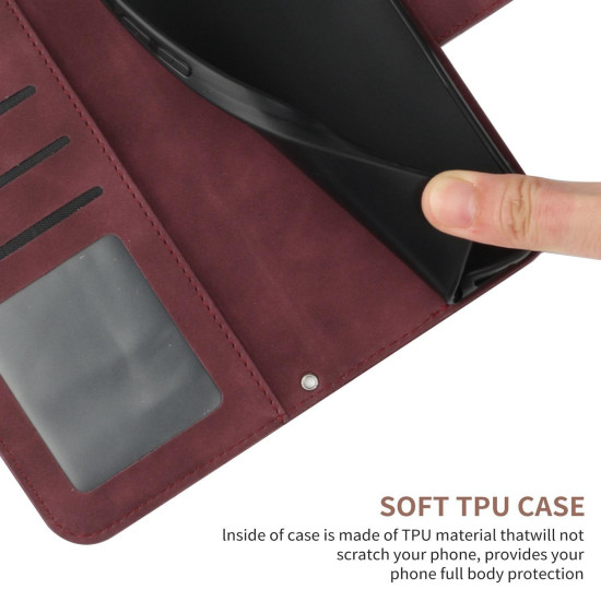 For Samsung Galaxy S24+ 5G Skin Feel Sun Flower Embossed Flip Leather Phone Case with Lanyard(Wine Red)