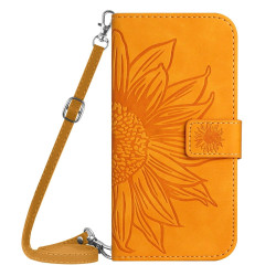 For Samsung Galaxy S24+ 5G Skin Feel Sun Flower Embossed Flip Leather Phone Case with Lanyard(Yellow)