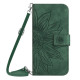 For Samsung Galaxy S24+ 5G Skin Feel Sun Flower Embossed Flip Leather Phone Case with Lanyard(Green)