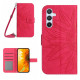 For Samsung Galaxy S24+ 5G Skin Feel Sun Flower Embossed Flip Leather Phone Case with Lanyard(Rose Red)