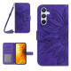 For Samsung Galaxy S24+ 5G Skin Feel Sun Flower Embossed Flip Leather Phone Case with Lanyard(Dark Purple)