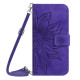 For Samsung Galaxy S24+ 5G Skin Feel Sun Flower Embossed Flip Leather Phone Case with Lanyard(Dark Purple)