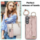 For Samsung Galaxy S23+ Non-slip Full Coverage Ring PU Phone Case with Wristband(Rose Gold)