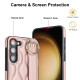 For Samsung Galaxy S23+ Non-slip Full Coverage Ring PU Phone Case with Wristband(Rose Gold)