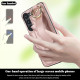 For Samsung Galaxy S23+ Non-slip Full Coverage Ring PU Phone Case with Wristband(Rose Gold)