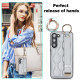For Samsung Galaxy S23+ Non-slip Full Coverage Ring PU Phone Case with Wristband(Silver)