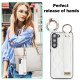 For Samsung Galaxy S23+ Non-slip Full Coverage Ring PU Phone Case with Wristband(White)