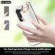 For Samsung Galaxy S23+ Non-slip Full Coverage Ring PU Phone Case with Wristband(White)