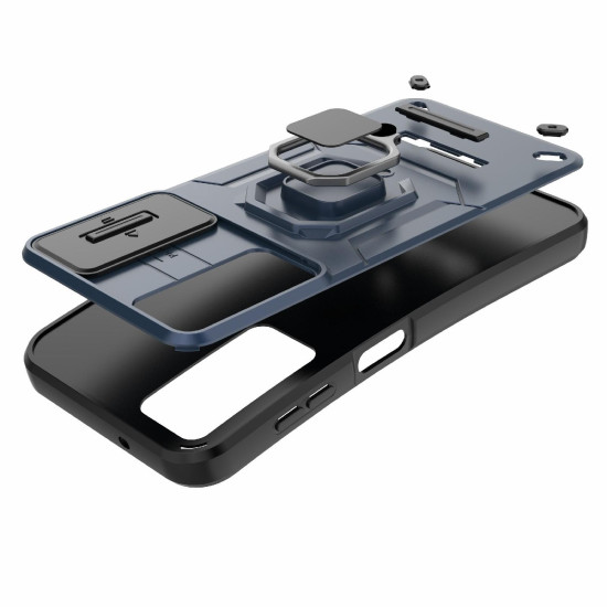 For Samsung Galaxy S24+ 5G Sliding Camshield TPU + PC Shockproof Phone Case with Holder(Black)