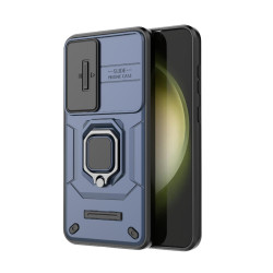 For Samsung Galaxy S24+ 5G Sliding Camshield TPU + PC Shockproof Phone Case with Holder(Blue)