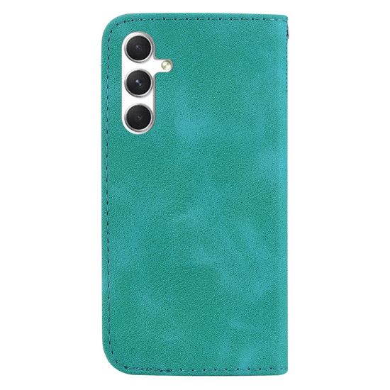 For Samsung Galaxy S24+ 5G Seven-shaped Embossed Leather Phone Case(Green)