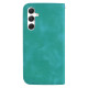 For Samsung Galaxy S24+ 5G Seven-shaped Embossed Leather Phone Case(Green)