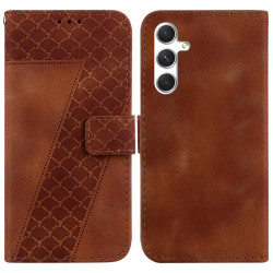 For Samsung Galaxy S24+ 5G Seven-shaped Embossed Leather Phone Case(Brown)