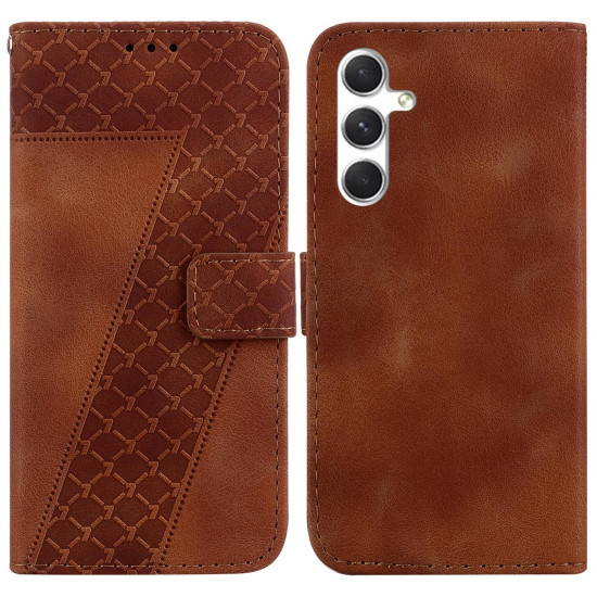For Samsung Galaxy S24+ 5G Seven-shaped Embossed Leather Phone Case(Brown)