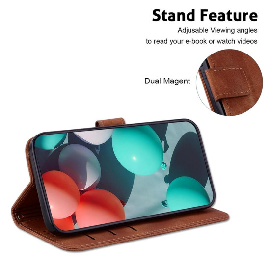 For Samsung Galaxy S24+ 5G Seven-shaped Embossed Leather Phone Case(Brown)