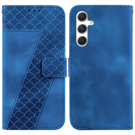 For Samsung Galaxy S24+ 5G Seven-shaped Embossed Leather Phone Case(Blue)