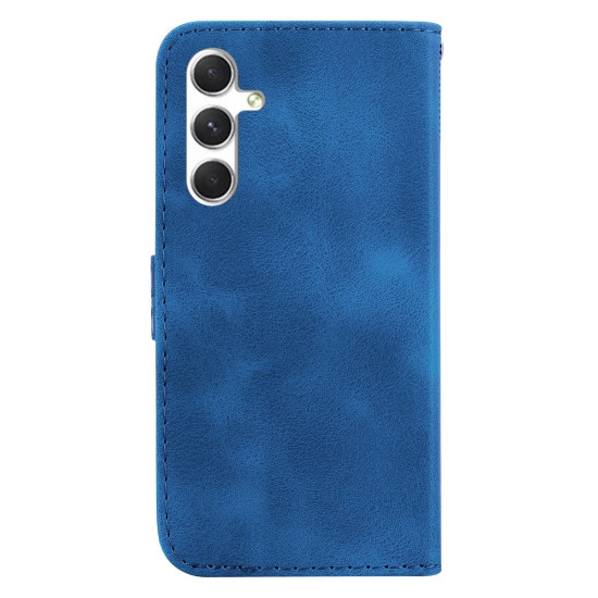 For Samsung Galaxy S24+ 5G Seven-shaped Embossed Leather Phone Case(Blue)
