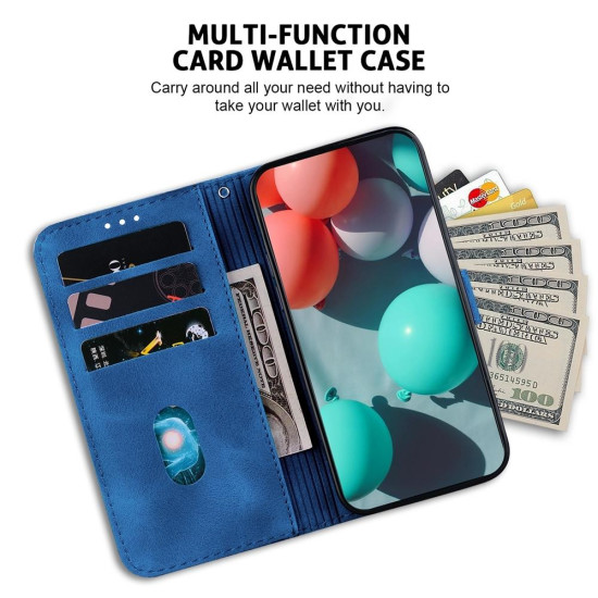 For Samsung Galaxy S24+ 5G Seven-shaped Embossed Leather Phone Case(Blue)