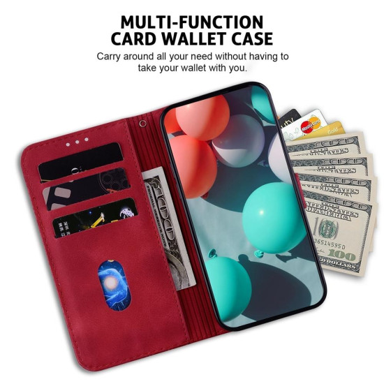 For Samsung Galaxy S24+ 5G Seven-shaped Embossed Leather Phone Case(Red)