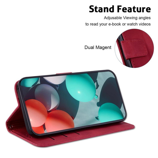 For Samsung Galaxy S24+ 5G Seven-shaped Embossed Leather Phone Case(Red)