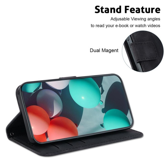 For Samsung Galaxy S24+ 5G Seven-shaped Embossed Leather Phone Case(Black)