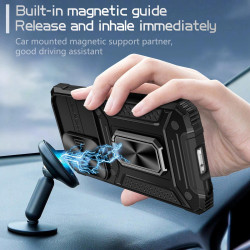 For Samsung Galaxy S23 5G Camshield Robot TPU Hybrid PC Phone Case(Black)
