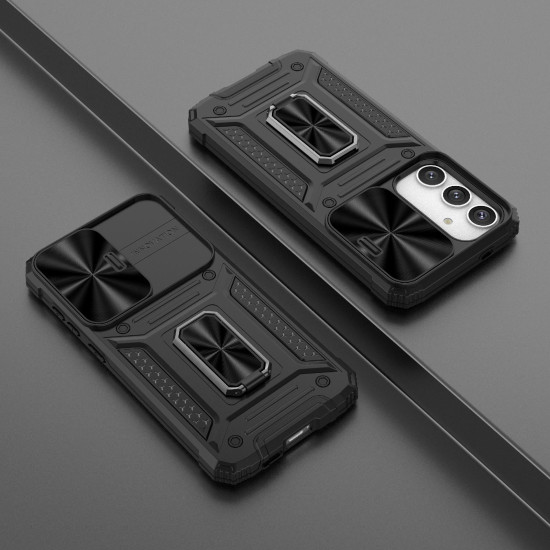 For Samsung Galaxy S24+ 5G Camshield Robot TPU Hybrid PC Phone Case(Black)