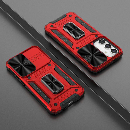 For Samsung Galaxy S24+ 5G Camshield Robot TPU Hybrid PC Phone Case(Red)