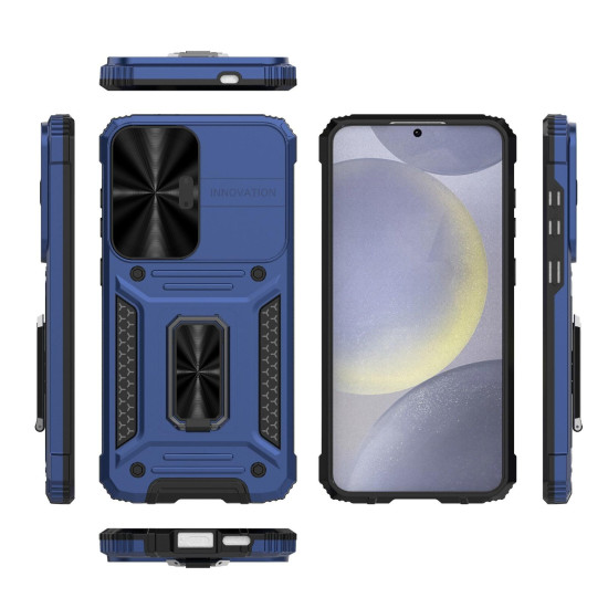 For Samsung Galaxy S24+ 5G Camshield Robot TPU Hybrid PC Phone Case(Blue)