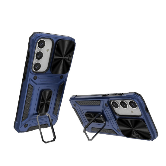For Samsung Galaxy S24+ 5G Camshield Robot TPU Hybrid PC Phone Case(Blue)