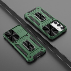 For Samsung Galaxy S24+ 5G Camshield Robot TPU Hybrid PC Phone Case(Green)