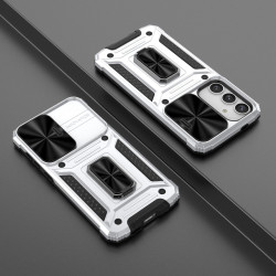 For Samsung Galaxy S24+ 5G Camshield Robot TPU Hybrid PC Phone Case(Silver)