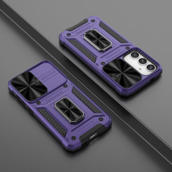 For Samsung Galaxy S24+ 5G Camshield Robot TPU Hybrid PC Phone Case(Purple)