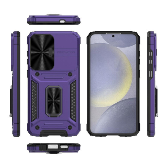 For Samsung Galaxy S24+ 5G Camshield Robot TPU Hybrid PC Phone Case(Purple)