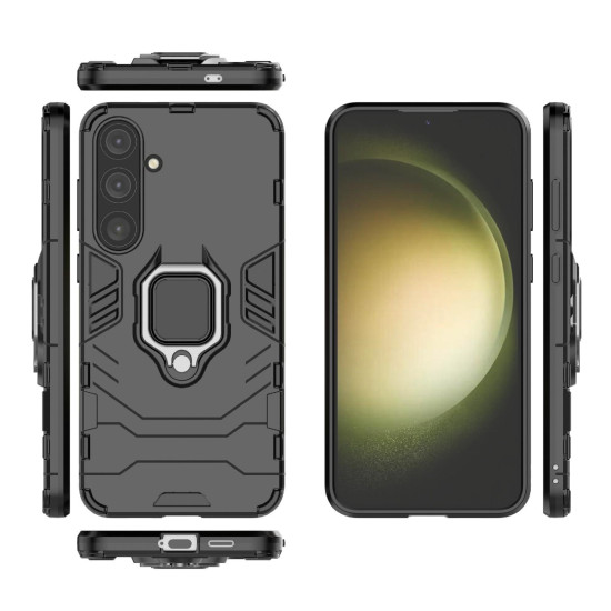 For Samsung Galaxy S24+ 5G PC + TPU Shockproof Protective Phone Case with Magnetic Ring Holder(Black)