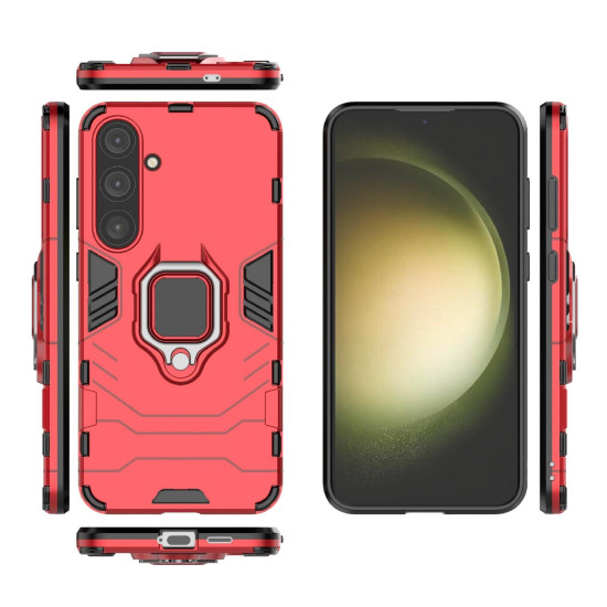 For Samsung Galaxy S24+ 5G PC + TPU Shockproof Protective Phone Case with Magnetic Ring Holder(Red)