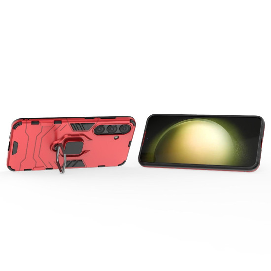 For Samsung Galaxy S24+ 5G PC + TPU Shockproof Protective Phone Case with Magnetic Ring Holder(Red)
