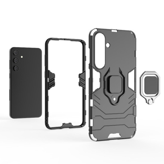 For Samsung Galaxy S24+ 5G PC + TPU Shockproof Protective Phone Case with Magnetic Ring Holder(Red)