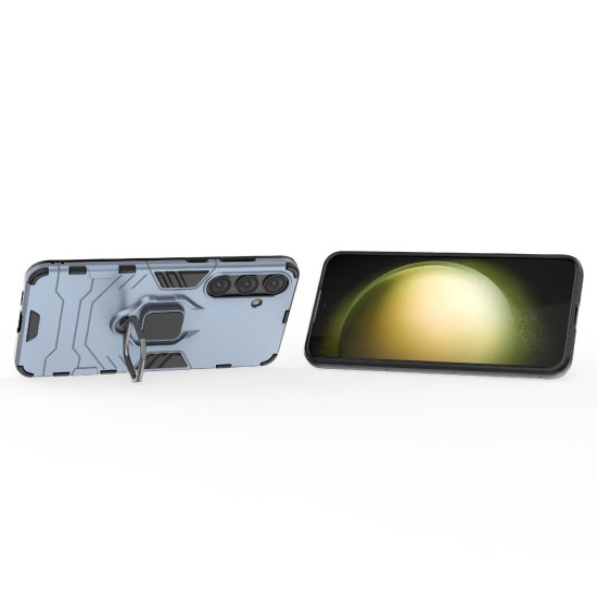 For Samsung Galaxy S24+ 5G PC + TPU Shockproof Protective Phone Case with Magnetic Ring Holder(Navy Blue)