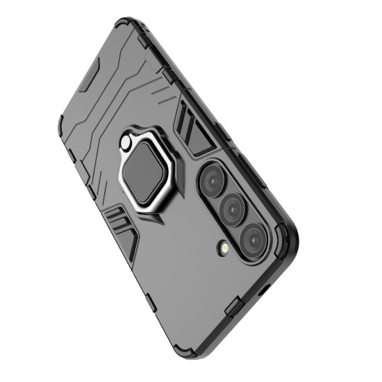 For Samsung Galaxy S24+ 5G PC + TPU Shockproof Protective Phone Case with Magnetic Ring Holder(Navy Blue)