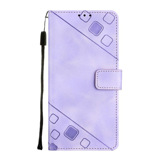For Samsung Galaxy S24+ 5G Skin-feel Embossed Leather Phone Case(Light Purple)