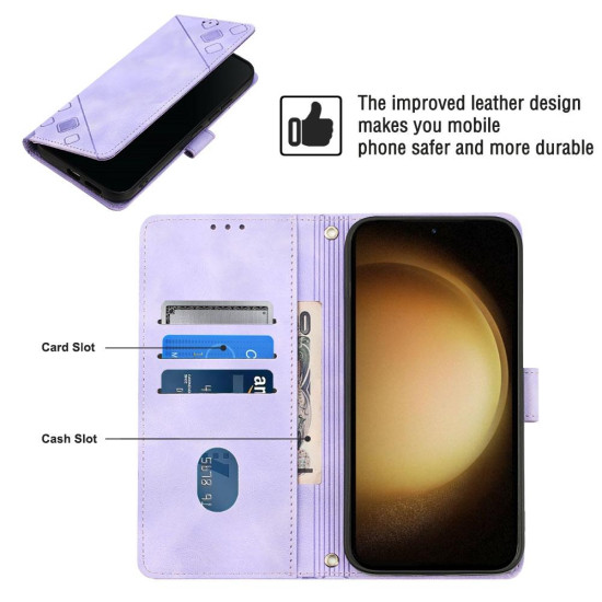 For Samsung Galaxy S24+ 5G Skin-feel Embossed Leather Phone Case(Light Purple)